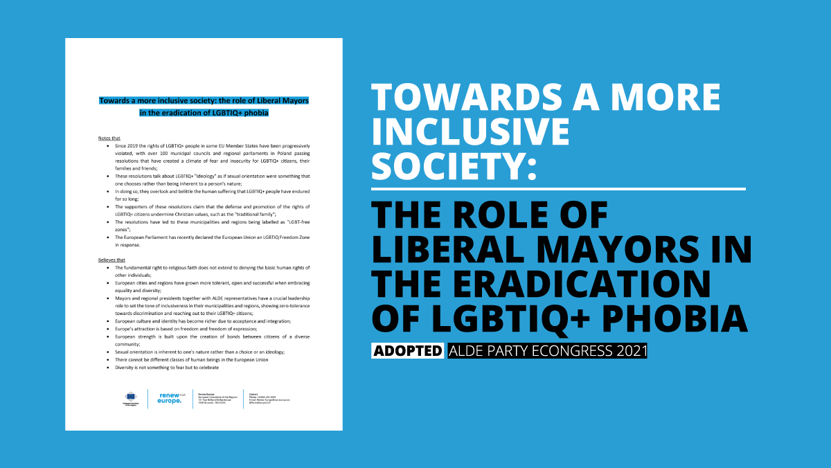 For a more inclusive society: the role of Liberal Mayors in the eradication of LGBTIQ+ phobia